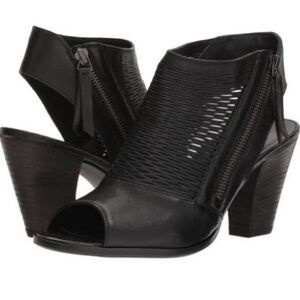 🛍️Paul Green Willow Black Cage Bootie Leather Wedge Sandal 10